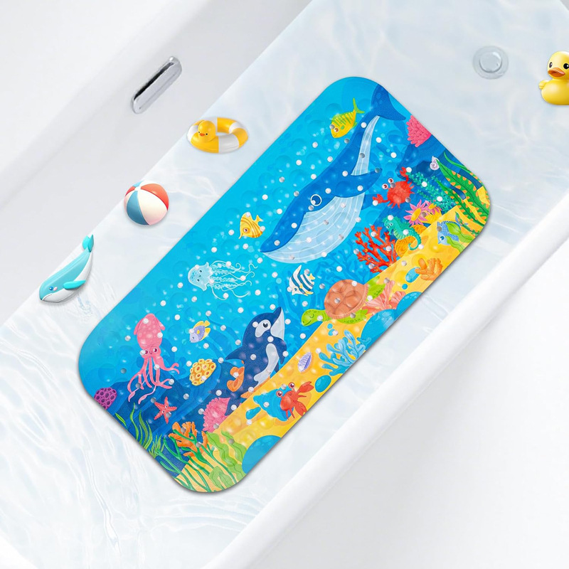 Alfombrilla antideslizante para baño con diseño de océano de dibujos animados para niños de Amazon, alfombrilla antideslizante para piscina, baño, alfombrilla antideslizante