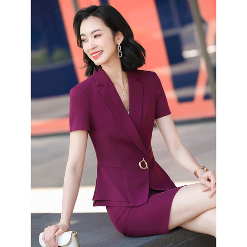 Women's Summer White Short Sleeve Blazer, Thin Version, Summer Style, Plus Size Professional Formal Suit Jacket Set Workwear
