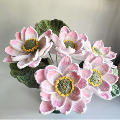 新商品の手編みの定型化のシミュレーション花の家庭装飾ハスの花の現物の毛糸のかぎ針diy永生の花の造花