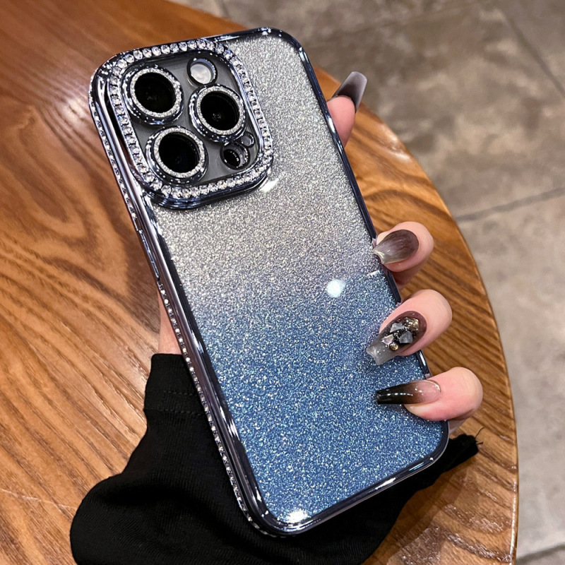 IPhone16メッキ水ドリル化粧鏡磁気吸引スタンド携帯ケースリンゴ15レンズ付きフラッシュソフトカバー|undefined