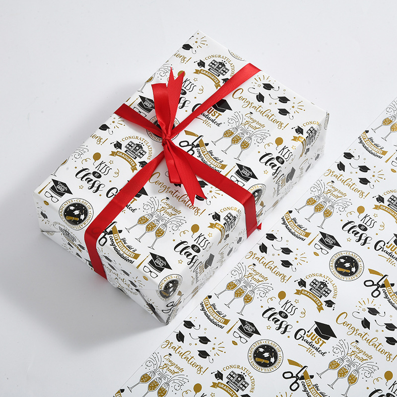 Nuevo papel de regalo al por mayor diseño simple temporada de apertura papel de regalo caja de regalo papel de embalaje de Graduación