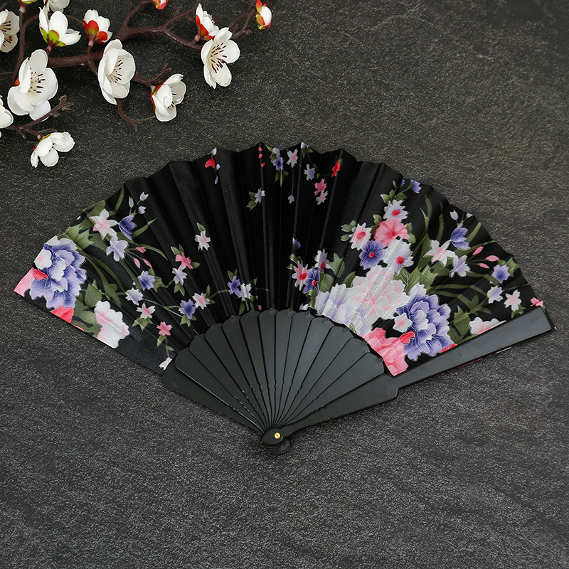 Plástico de seda plana plegable ventilador de baile estilo chino Amazon popular de 7 pulgadas abrir y cerrar sin problemas image 9