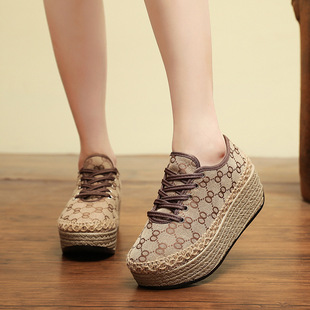 1618-37 Summer Ethnic Style Office Classes Canvas Shoes Thick-soled Small All-match Fashion Cloth Shoes Women's Trendy Shoes