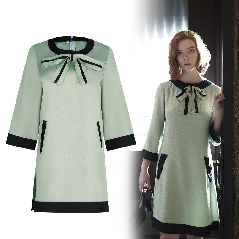 女王的棋局cos服後翼棄兵貝絲·哈蒙同款連衣裙cosplay舞台表演服