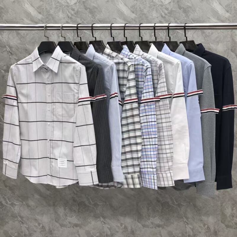 Factory direct TB high quality classic shirt series men and women with casual fashion Joker business long sleeve shirt Factory direct TB high quality classic shirt series men and women with casual fashion Joker business long sleeve shirt