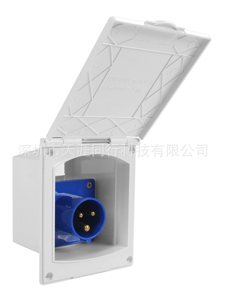 Popular Rv External Power Socket Plug, Power Interface, Waterproof Power Box, 3-Pin 16A Mains Power Interface