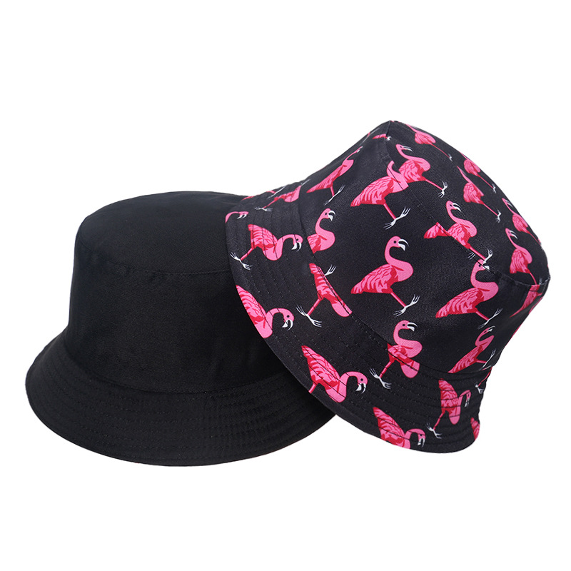 Frau Mode Flamingo Nähen Flache Traufen Bucket Hat display picture 8