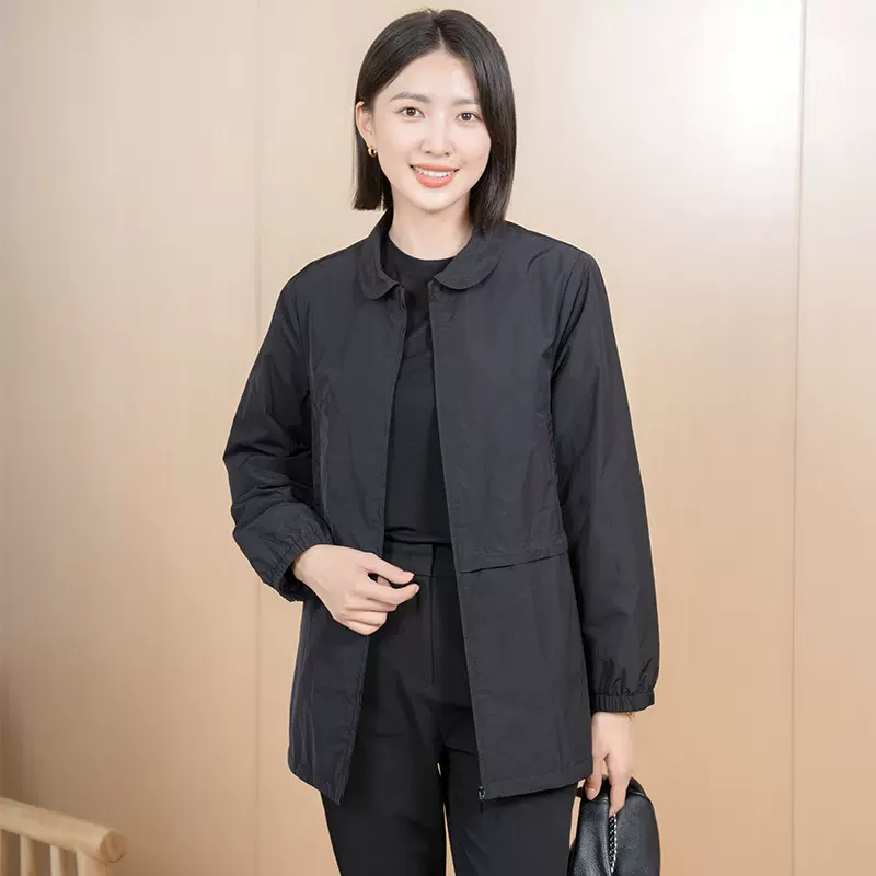 YUN韫休闲宽松外套女百搭秋冬新款翻领高级感棉衣女士外套薄衬衫