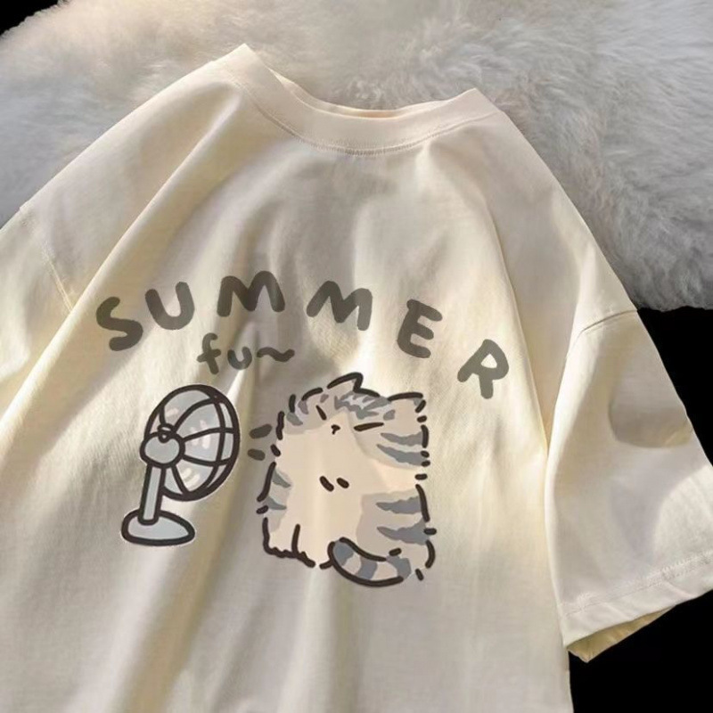 子供服綿100%半袖Tシャツレディース夏新作プリントルーズ半袖トップアメリカン中大型子供用Tシャツ|undefined