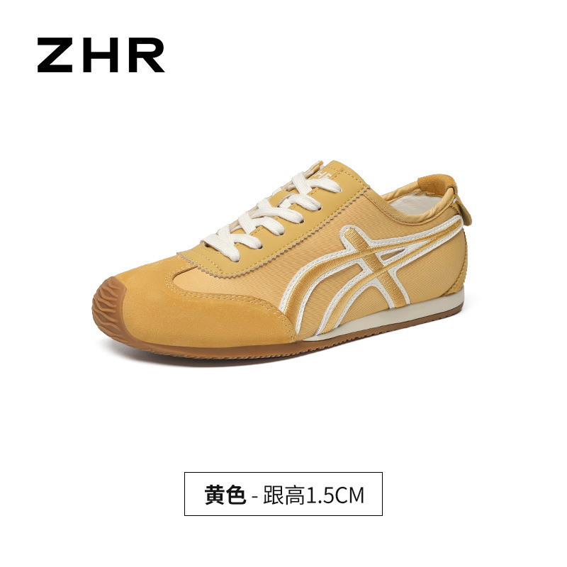ZHR则则黄色德训鞋2025秋季新款皮面百搭软底平底阿甘泉州休闲鞋|undefined