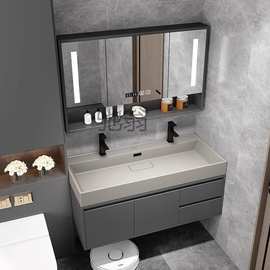 fXm轻奢纳米岩石一体智能浴室柜洗手池洗脸盆柜组合卫生间双人洗