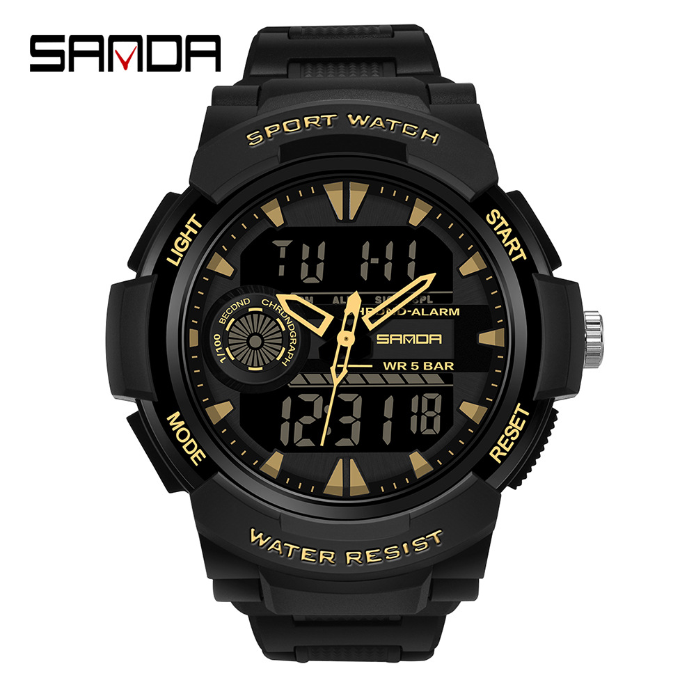 SANDA 6002 nuevo movimiento dual multifuncional reloj despertador de estudiante masculino y femenino calendario semanal reloj luminoso ZTE