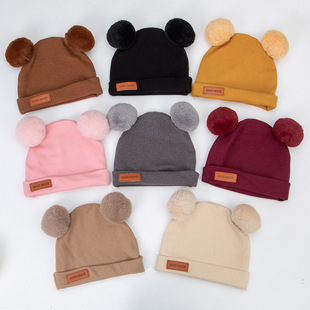 Cross-Border New Baby Hat Autumn and Winter Children's Warm Hat Imitation Cashmere Cute Fur Ball Male and Female Baby Pullover Protective Hat
