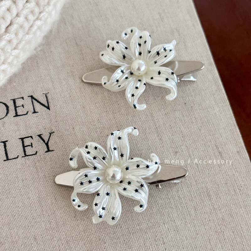 Star Lily Niche Design Hairpin Hair Accessory Floral Bangs Elegant Hair Clip Exquisite Side Hair Ornament High-End Jewelry