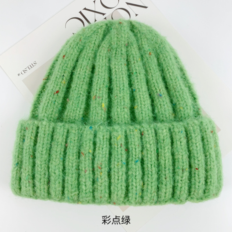 冬季新款日韩彩点羊毛帽加厚保暖毛线帽女显脸小针织帽滑雪套头帽|undefined