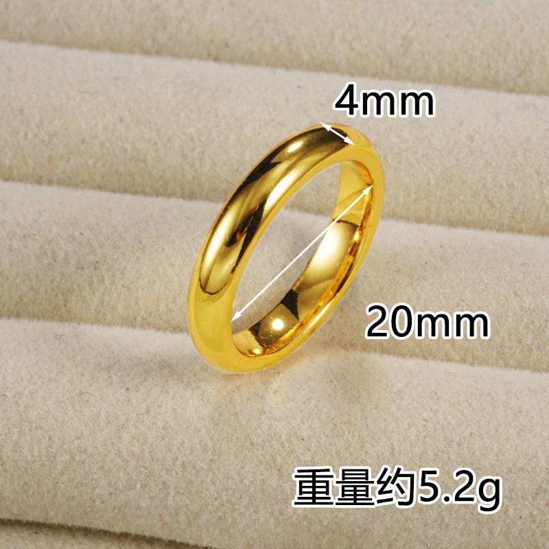 Anillo de oro vietnamita para parejas, anillo de cola estrellada, joyería de imitación esmerilada, anillo de oro falso para boda.