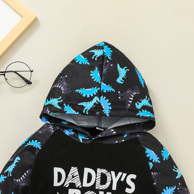 Foreign Trade 2021 Boys' Fashionable Sweater Suit Korean Style Children Printed Hooded Pullover Trousers Two-piece Suit display picture 4