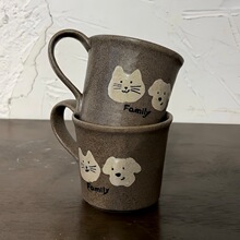 景德镇复古粗陶马克杯猫狗水杯家用咖啡杯高颜值情侣杯对杯牛奶杯