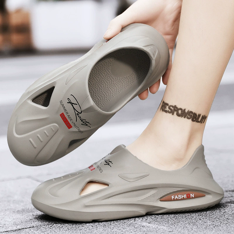 Сандалии Explores On Shit Feeling, Мужская модная Нескользящая пляжная обувь на толстой подошве, оптовая продажа, повседневная верхняя одежда, спортивные мужские Тапочки