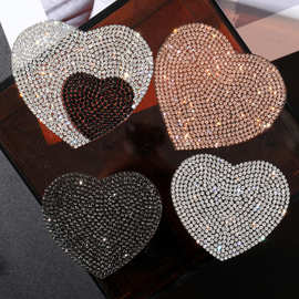 现货爱心桃图案水钻布贴 T恤牛仔裤修补洞贴花 服装辅料补丁贴DIY