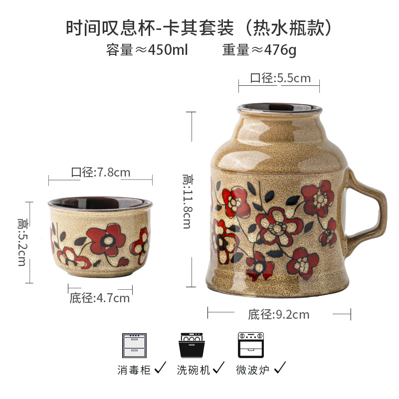 Suspiro de tiempo Taza de olla pequeña pintada a mano china Taza de té de cerámica con tapa Regalo de San Valentín Exportación transfronteriza