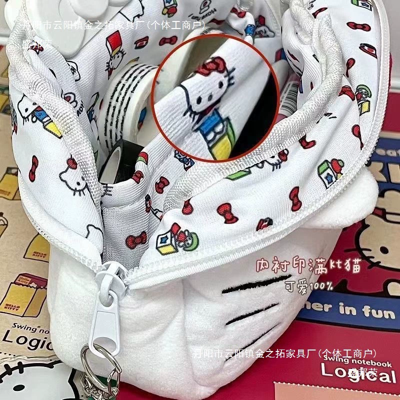 Прямая продажа, японский плюшевый пенал с рисунком «Hello Kitty», большой емкости, простой милый школьный повседневный бархатный пенал на молнии