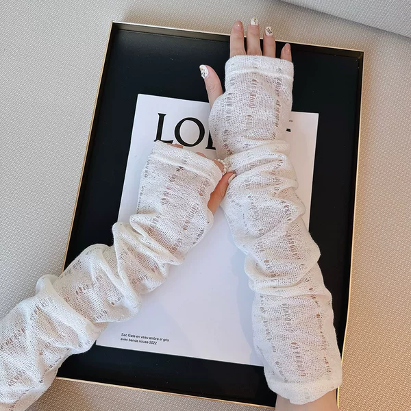 Summer New High-Quality Solid Color Vertical Pattern Sun Protection Sleeves, Loose Driving and Cycling Sleeves, Cool and Breathable