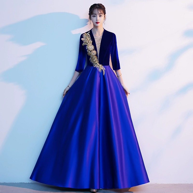 Large Choir Dress for Women, Long Gown, Modern Host and Conductor Performance Attire, Red Song Competition Elegant New Style Dress Large Choir Dress for Women, Long Gown, Modern Host and Conductor Performance Attire, Red Song Competition Elegant New Style Dress