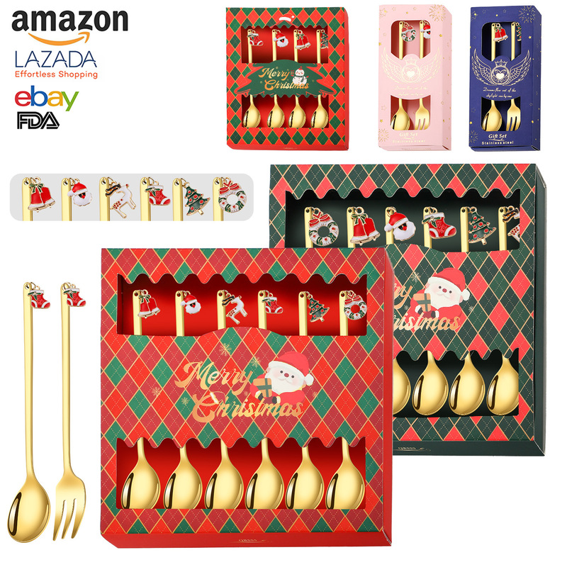 Cross-border Christmas Spoon suit Cute Christmas Gift Tableware Santa Claus Online Celebrity Ins Style Dessert Spoon Cross-border Christmas Spoon suit Cute Christmas Gift Tableware Santa Claus Online Celebrity Ins Style Dessert Spoon