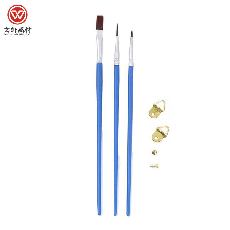 Digital oil painting brushes DIY art paint set 3 pieces nylon bristle brushes with hanging hook
