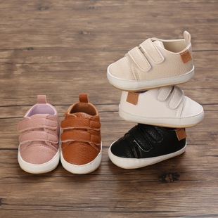 Spring and Autumn New Style 0-12 Months Soft Soled Baby Shoes Pu Surface Slip-On Low-Top Baby Toddler Shoes