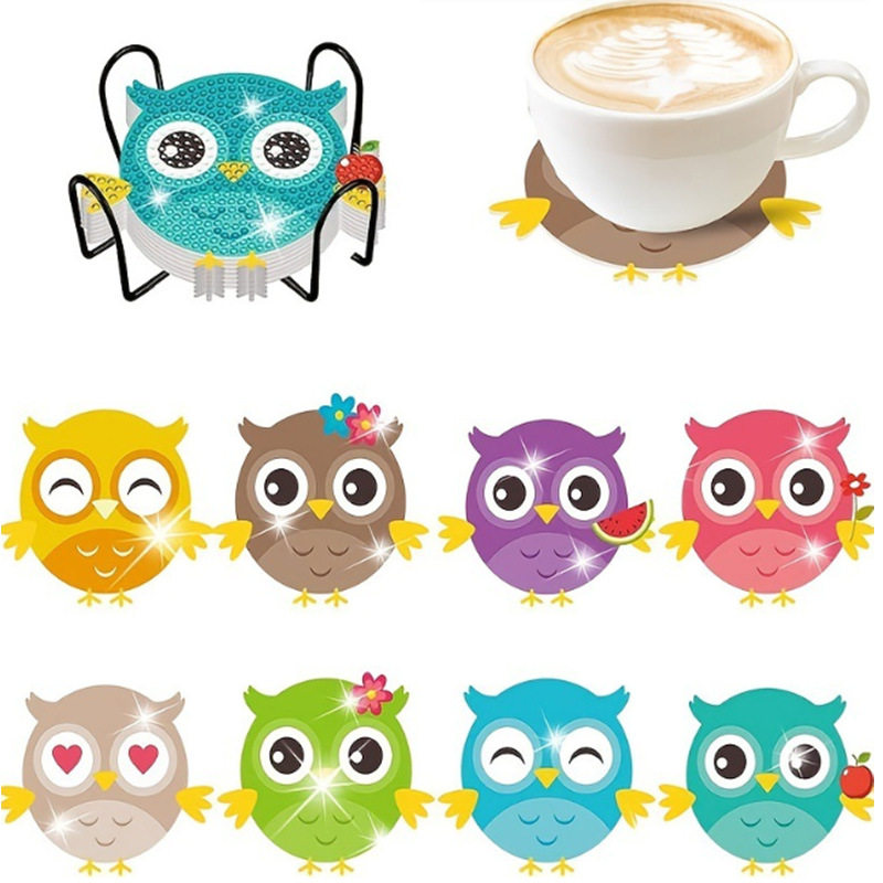 Personalizada taza de pintura de diamante transfronteriza almohadilla de taza de diamante redonda almohadilla mandala perimetral de pintura de diamante DIY