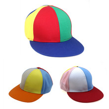 欧美个性亲子彩虹拼色帽子户外出游遮阳防晒平沿帽儿童可爱嘻哈帽