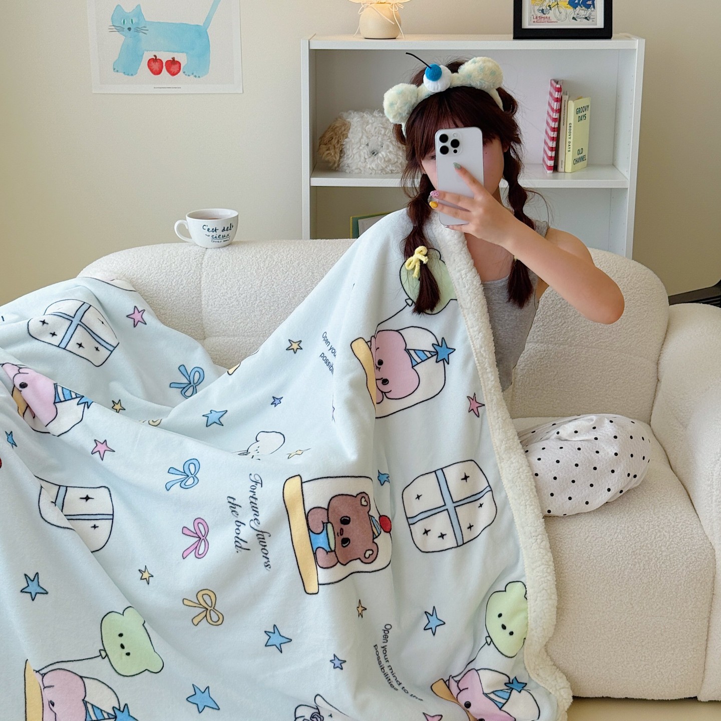 Winter Air-Conditioned Blanket Office Nap Blanket Shawl Blanket Thickeneded Blanket Lamb Milk Velvet Sofa Quilt
