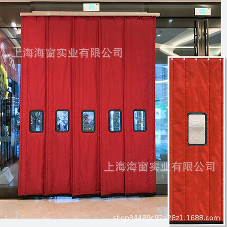 Fabric Warm Windproof Door Curtain for Shopping Mall School Hospital Hotel Factory Subway Station Entrance Windproof Cotton Door Curtain
