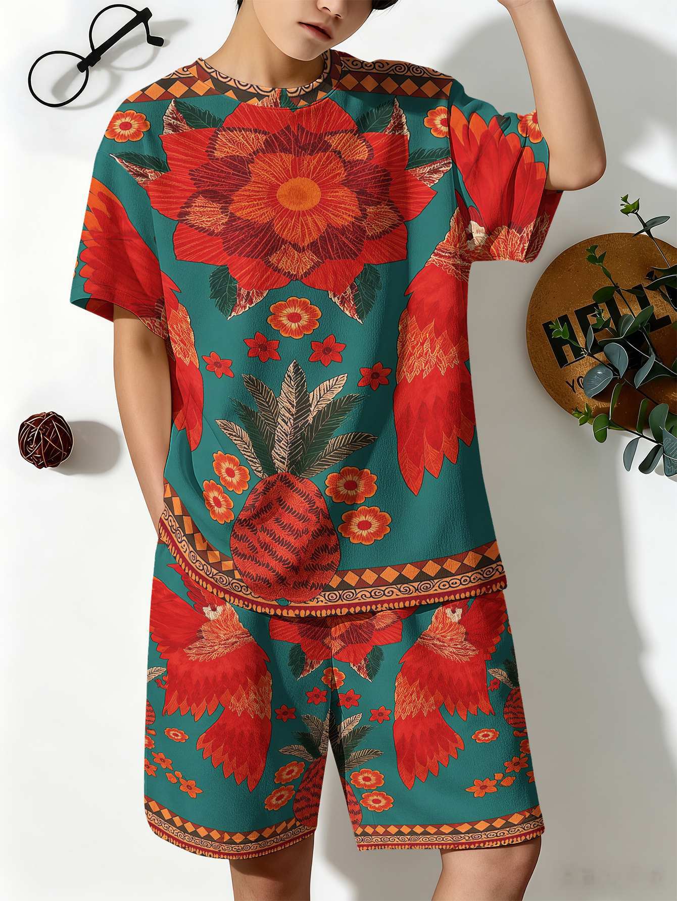 Ensemble été garçon t-shirt et short imprimé cerise_voghion.com