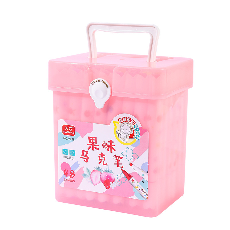 Color pluma barril fruta sabor marcador traje 24 colores 48 colores estudiante graffiti pintura lavable doble cabeza marcador