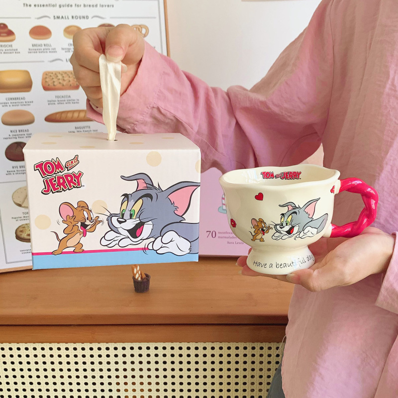 見栄えの良い漫画のトムとジェリーのカップマグセラミックカップウォーターカップホームオフィス朝食コーヒーカップ|undefined