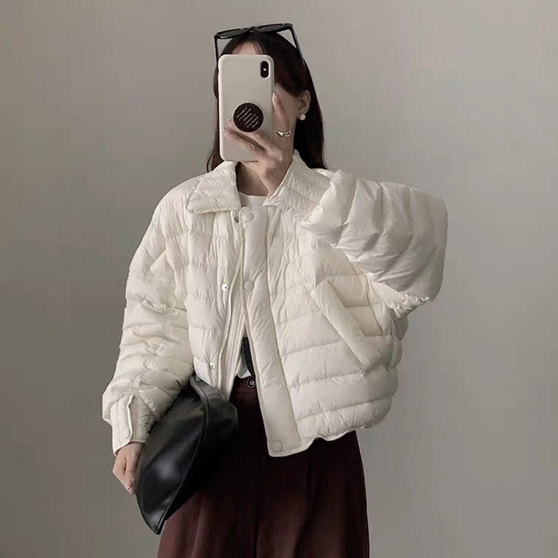 翻领90白鸭绒衬衫款羽绒服女2025冬季新款轻便保暖设计感休闲上衣|undefined