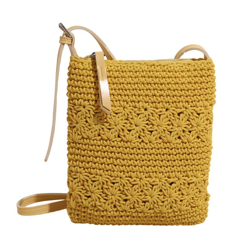 Bolso tejido de moda coreana 2025 verano nuevo bolso femenino bolso de vacaciones junto al mar bolso de mensajero de playa de moda marea