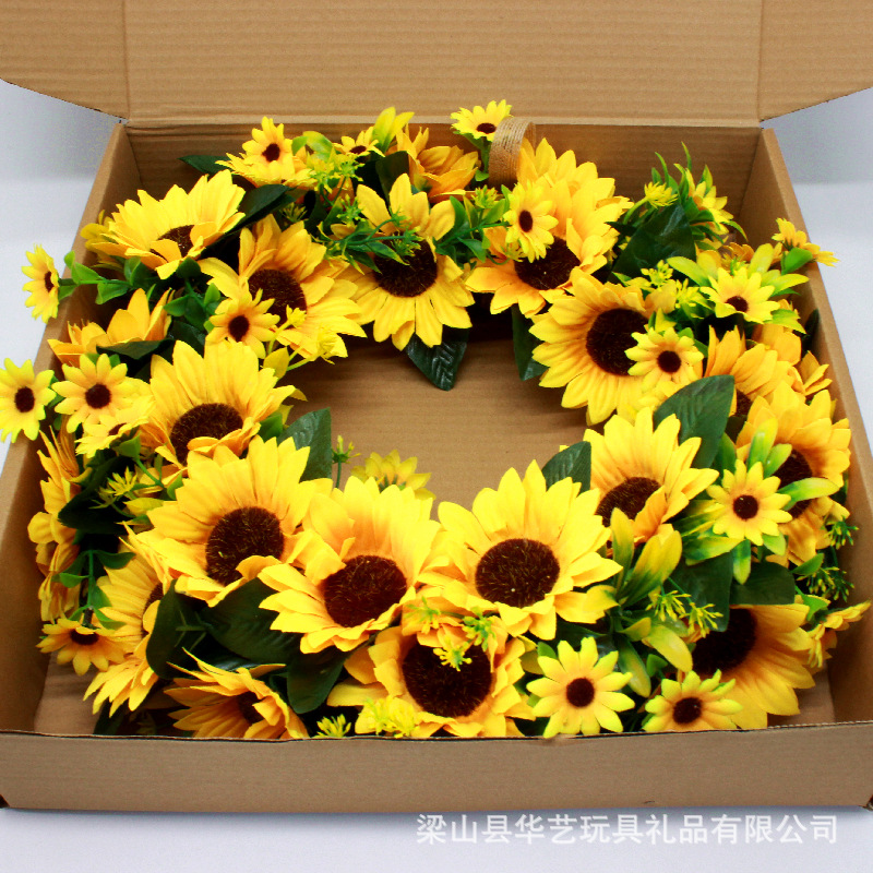 FUENTE Fábrica en stock colgante de pared artificial Garland girasol Sun Garland ratán anillo europeo y americano puerta y ventana Accesorios