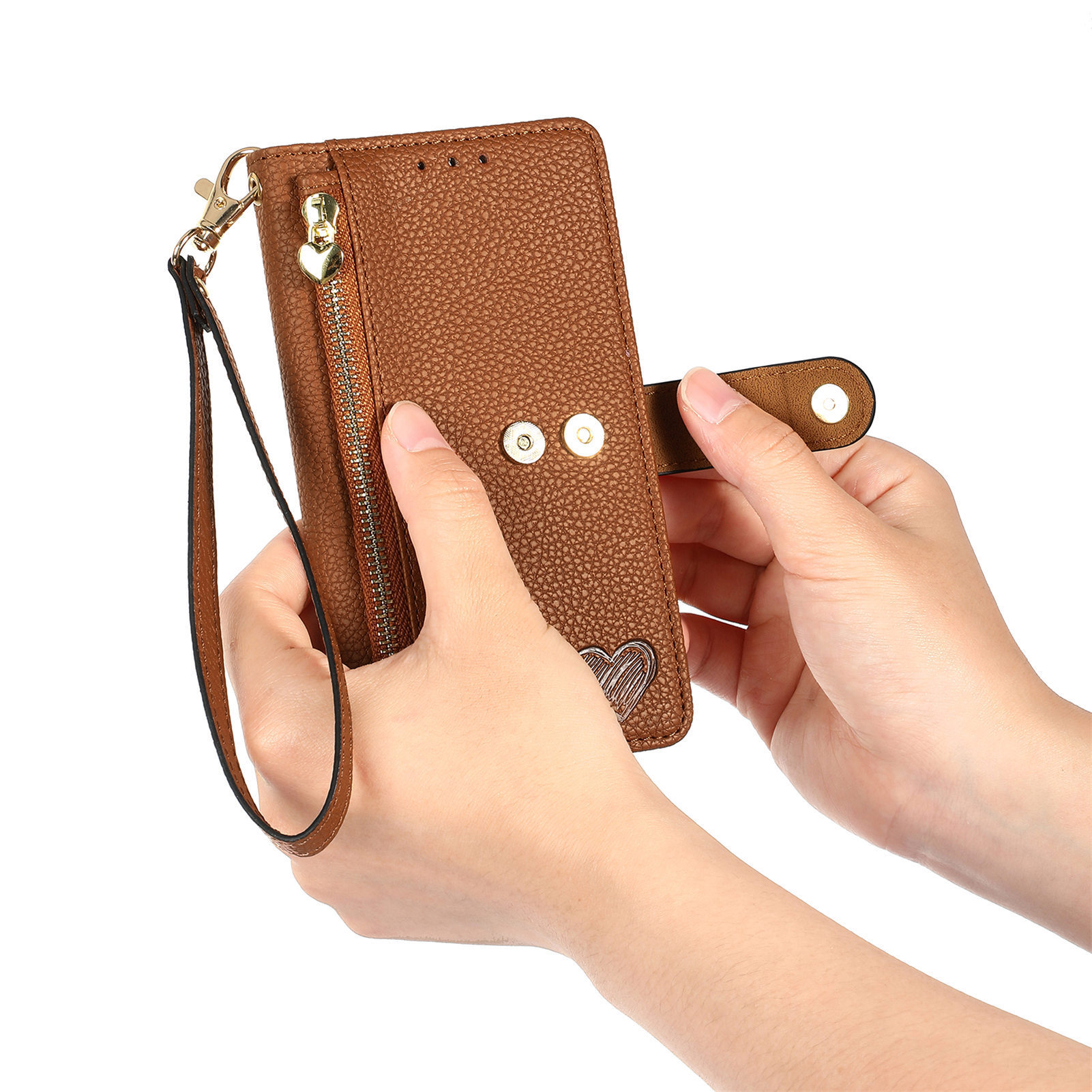 109g Weight iPhone Applicable Brands Phone Cases Classification tpu, Pu Leather Material Heart Shape, Solid Color Pattern Basic Style Heart Shape Solid Color Tpu Pu Leather Wallets 16