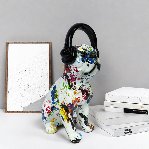 Retro animal art sculpture high-end resin craft dog sculpture home living room cabinet decoration