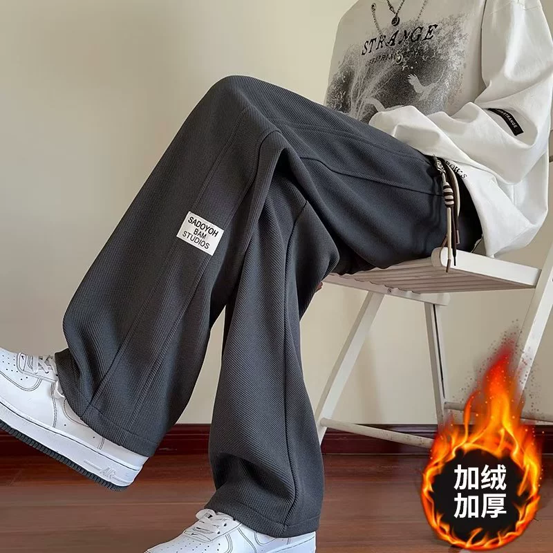 Тяжелые хлопчатобумажные повседневные брюки мужские осенние и зимние американские утолщенные брюки прилив больших размеров длинные брюки молодежные спортивные брюки