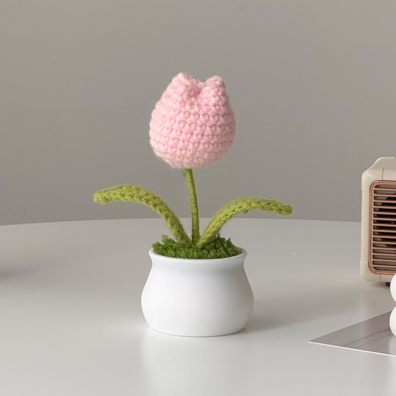 Regalos de día al por mayor girasoles para chicas, ramo de lana tejida a mano, adornos de mesa pequeños