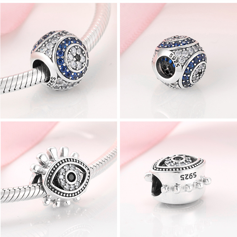 1 Piece Sterling Silver Zircon Devil'S Eye Polished Beads display picture 4