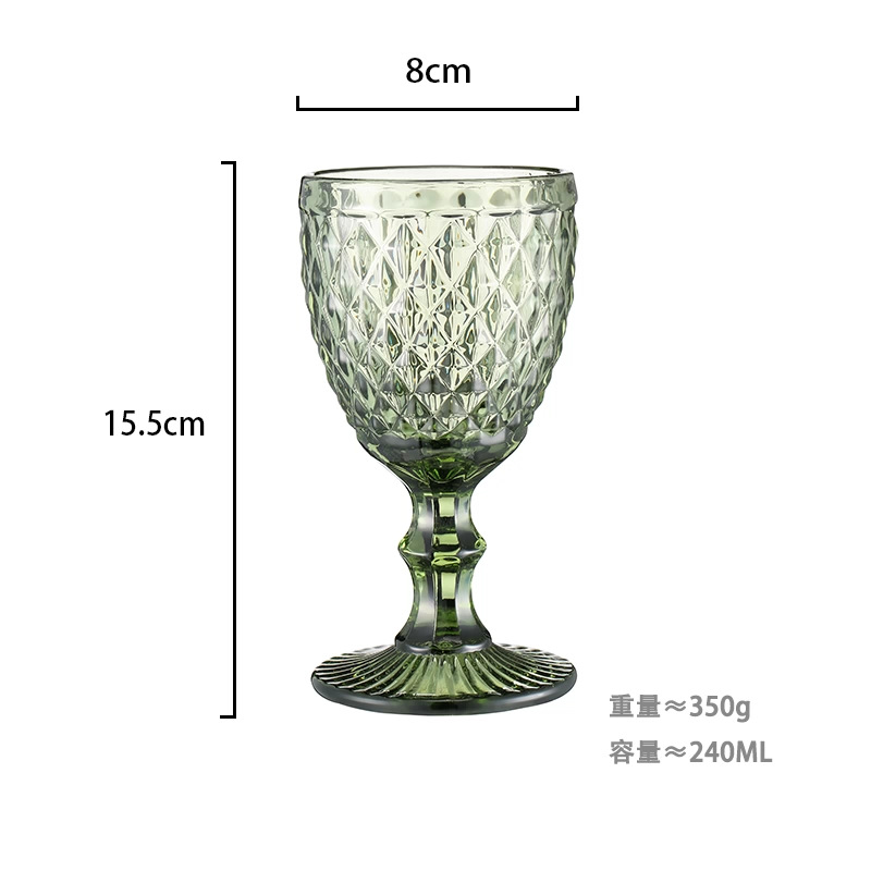 Copa de vino verde (diamante) 240 ml-2