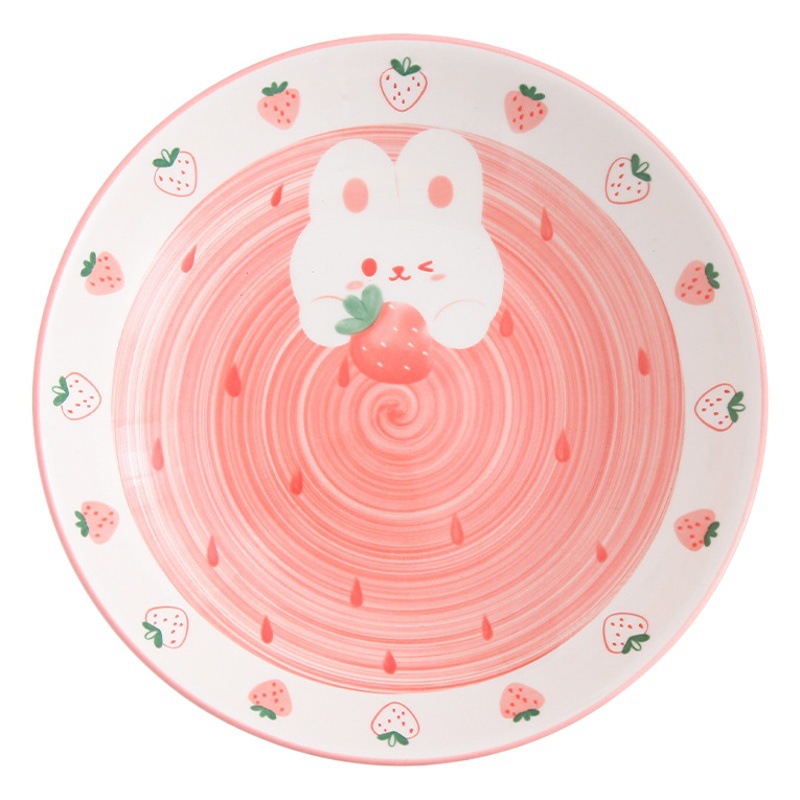 Juego de vajilla de cerámica de color bajo vidriado fresco y lindo, plato al por mayor, tazón para niños domésticos, tazón para ensaladera, plato de pescado