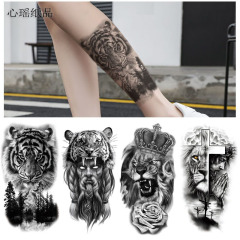 New Product Lion Tiger Dark Arm Half Arm Water Transfer Print Fake Tattoo Wholesale Cross-border Set Tattoo Sticker