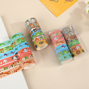 Cartoon Small Animals Hot Stamping and Paper Tape Diary DIY Decorative Material Diary Tape Stickers 12 Rolls